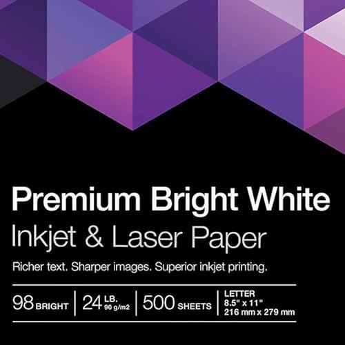 Staples Laser Paper 8.5 x 11 Inch 28 lb 98 Bright High‑Quality Prints, 500 Sheets | Heavyweight paper for crisp, professional prints in laser printers and copiers.