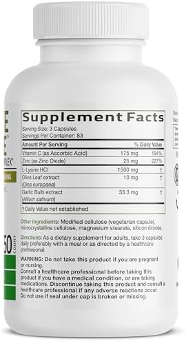 Bronson L-Lysine Defense Immune Support Complex, 1500 mg, 90 Capsules