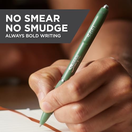 Sharpie S-Gel Gel Pens, Pearl White Body, Black Ink, Medium Point (0.7mm), 12 Count - For Journaling, Writing, Note-Taking, School, Office Supplies