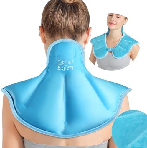 Reusable Ice Pack for Neck and Shoulders Upper Back Discomfort, Large Neck Ice Pack Wrap with Soft Plush Lining