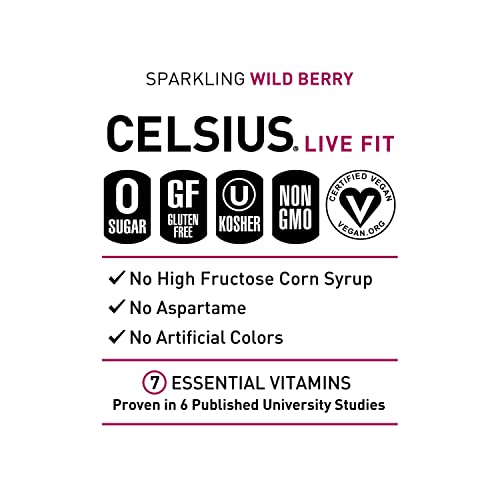 CELSIUS Sparkling Wild Berry Energy Drink, 12 Fl Oz Cans, 4 Pack
