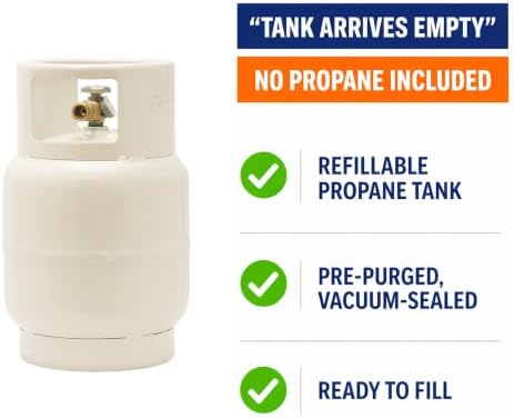 Flame King YSN201BT 20LB Steel Floor Buffer Propane Tank Cylinder with Vapor Valve and Level Gauge, White