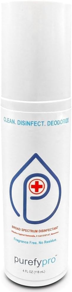Purefypro Disinfectant Spray (1.7oz, 6 Pack) - No Rinse. No Residue. Kills 99.9999% Norovirus, HIV, Hepatitis, Flu, Monkeypox Virus, and Fungi, MRSA VRE, Drug Resistant Germs. (On The Go)