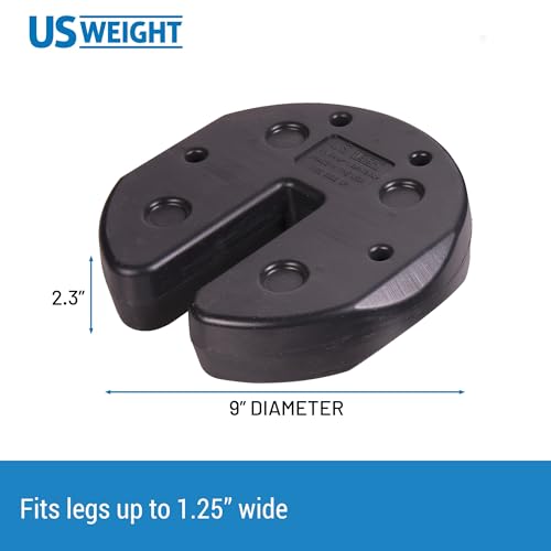 US Weight 40 Pound Canopy Weight Set of 4 and Carry Strap with No-Pinch Design - Easy Installation and Removal to Secure Tents, Canopies