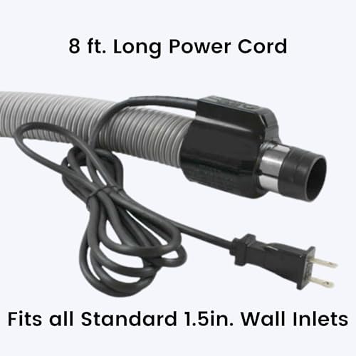 Wessel 30ft Direct Connect Central Vacuum Hose, Dual-Voltage, Crushproof | 120V powerhead & vacuum 3-way switch control; 2-prong connector; ergonomic 360-degree swivel handle; airflow control valve