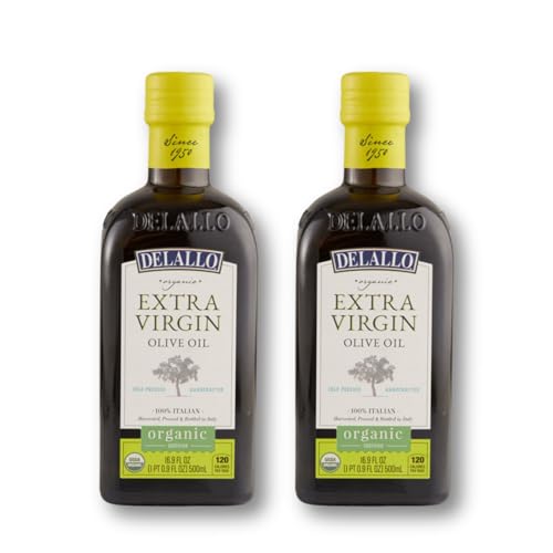 DeLallo Organic Extra Virgin Olive Oil, Imported from Italy, Gourmet Oil for Dipping and Drizzling, Made With First Cold Pressing of Olives