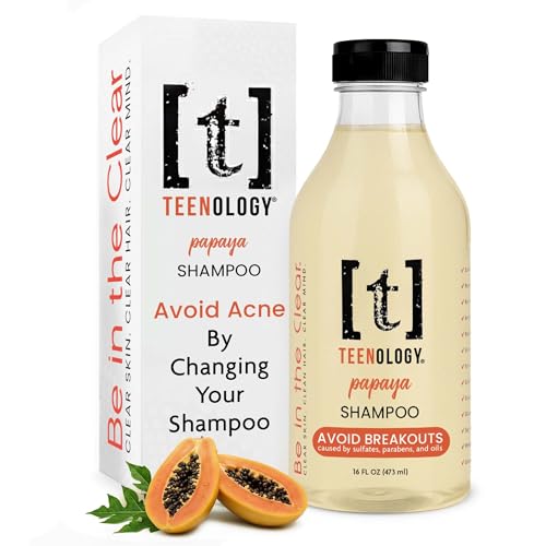 Teenology Teen Shampoo – Avoid Acne Breakouts, Sulfate & Paraben Free | Blueberry Pomegranate Cucumber – Free of pore-clogging oils – non-comedogenic formula with botanicals for acne-prone skin