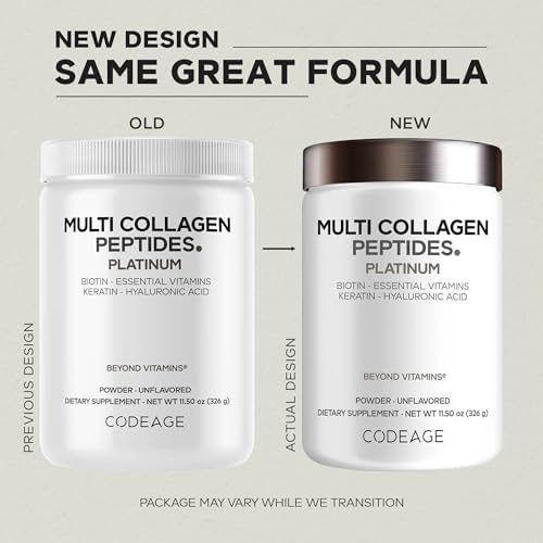 Codeage Multi Collagen Powder, Biotin 10000mcg, Keratin, Unflavored, 11 oz