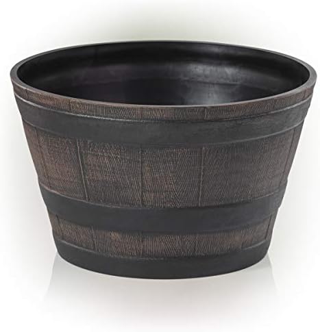 Alpine Corporation 11" Tall Indoor/Outdoor Barrel Shaped Planter