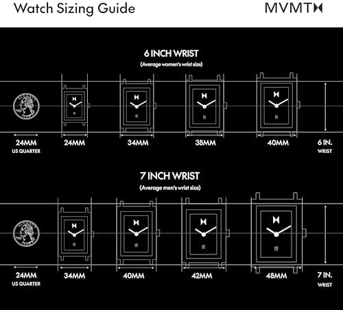 MVMT Signature Square Women's Watch 2 Hand Analog Quartz Stainless Steel Case and Bracelet Water Resistance Premium Minimalist Design for Her 24mm
