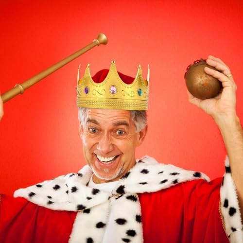 Adorox Gold Royal King Plastic Crown Prince Costume Accessory