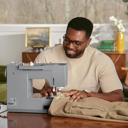SINGER® 4432 (Grey) High Speed Heavy Duty Sewing Machine + Accessory Kit | 32 stitches deliver 110 applications, 50% more power for thick fabrics, 1100 per minute capacity, 1-step buttonhole design