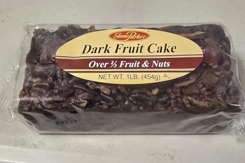 Jane Parker Fruitcake Dark Fruit Cake 1 pound (16 Ounce) Loaf in a Collectible Holiday Tin-Christmas Cake-The Best Fruitcake You Can Buy