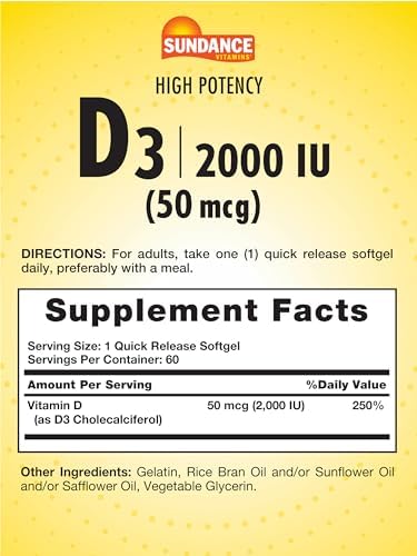Sundance Vitamin D3 2000 IU | 60 Quick Release Softgels