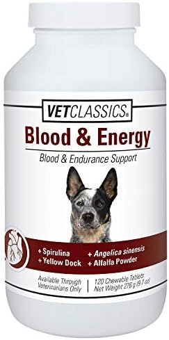 Blood & Energy Dog Supplement – Pet Health Supplement for Dogs – Supports Canine Endurance – Includes Spirulina, Yellow Dock