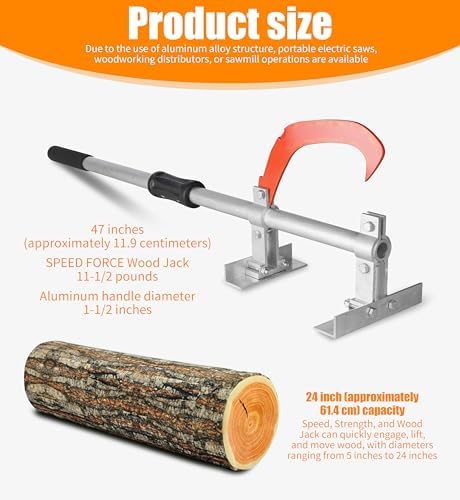 SPEED FORCE 47 Inch TimberJack Forestry/Logging/Log Jack/Chainsaw/Log Lifter/Cant Hook/Timber Jack, Full Aluminum Construction, Strong & Sturdy