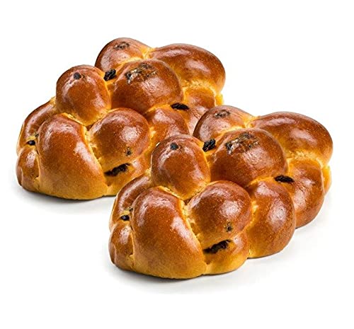 Stern's Bakery Kosher Fresh Raisin Challah Bread 16 Ounce - Traditional Raisin Bread for your Holiday or Shabbat Table (2 Braided Raisin Challah Per