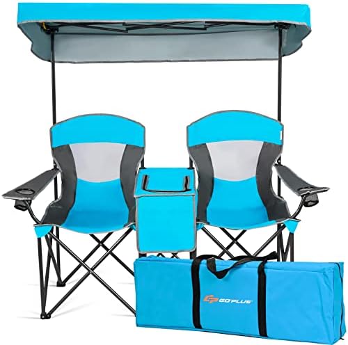 Goplus Double Beach Chair with Canopy Shade