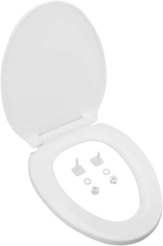 Renovators Supply Manufacturing Plastic Soft Close Toilet Seat Elongated Quiet-Close Lid, Contoured Seat, Easy to Install and Clean, Grip-Tight Bumpers with Adjustable Mounting Hardware, Black