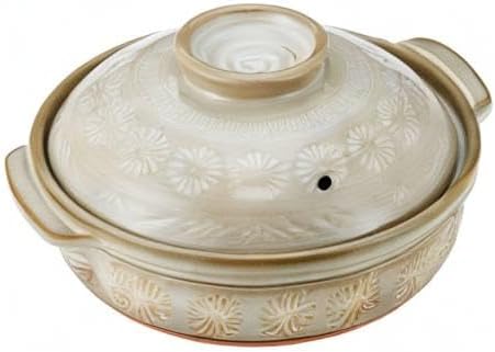 Banko Ware 52013 Ginpo Hanamishima Earthenware Pot (Deep Pot), No. 9, For 4-5 People