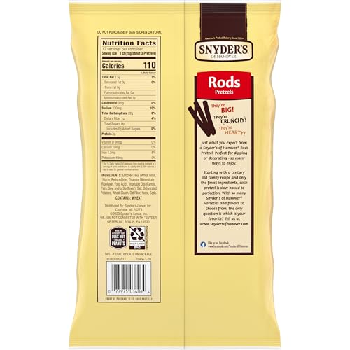Snyder's of Hanover Pretzel Rods, 12 oz