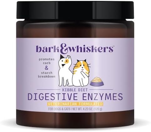 Dr. Mercola Bark & Whiskers Digestive Enzymes – Veterinarian Formulated – for Dogs & Cats – Non-GMO – 150 Scoops – Supports Kibble Digestion