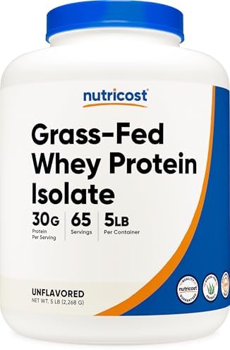 Nutricost Grass-Fed Whey Protein Isolate (Vanilla) 5LBS | GMO-Free, Gluten Free, Natural Flavors