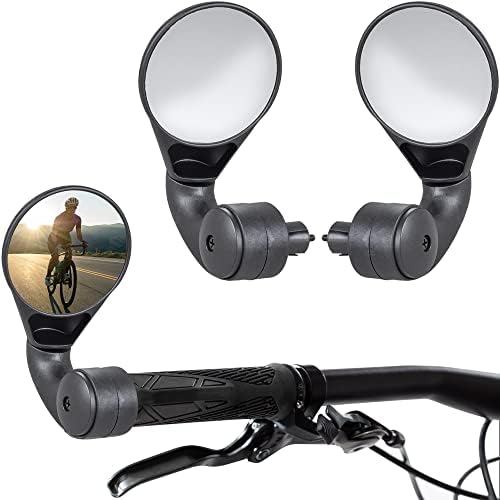 Drop Bar Bike Mirrors - Pair of Road Bike Mirrors for Drop Handlebars - Bar End Bicycle Mirrors Set, Swiss-Made (Black, Pair)