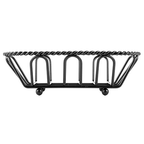 G.E.T. 4-33453 Black Oblong Braided Rim Metal Wire Basket Iron Powder Coated Wire Baskets Collection, Oval shape | Dishwasher safe, Braided design