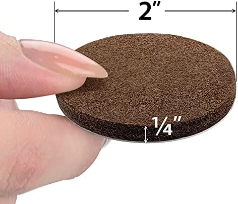16 Heavy-Duty Felt Furniture Pads 2” 1/4” Thick X-Protector Round Felt Pads | for Furniture Feet - The Best Felt Floor Protectors for Furniture to Prevent Scratches. Protect Your Hard Floor! (Brown)