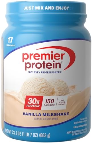 Premier Protein 30g High Protein Powder, 100% Whey, Chocolate, 17 Servings | No Added Sugar, Supports Muscle Health, Soy & Gluten-Free, 1.44 lb