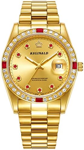 Reginald Mens Watches Hands Sapphire Full Gold Stainless Steel Quartz Dial Unisex Watch