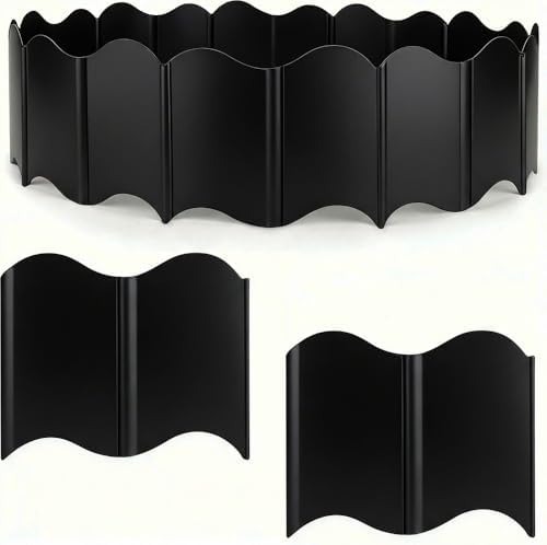 Orgrimmar Garden Edging Kit 40PCS Pound-in Interlocking Black(20”x5.3”)