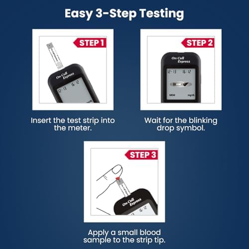 Blood Glucose Test Strips for Diabetes by On-Call Express, 50 Count, No Coding Needed, Quick Read in Seconds, Accurate Diabetic Blood Sugar Testing