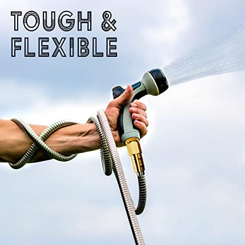 Tardigrade Metal Garden Hose 50 FT, Heavy Duty 304 Stainless Steel Water Hoses, Unmatched Durability, Flexible, No Kink & Tangle, Lightweight