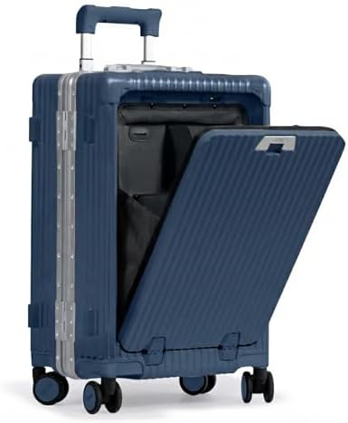 Nobl Travel Carry on Luggage, Zipperless Aluminum Frame, TSA Locks | PC Hard Shell Suitcase, Airline Approved, 360° Spinner Wheels, USB Charging Port, Cup & Phone Holder, 22.5x15x9.5, Ivory
