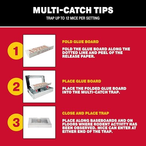 Catchmaster Extra Sticky Insect & Mouse Traps 12-Count, 5.3"x8" Glue Boards for Mice & Insects