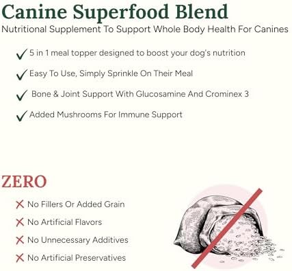 360 Pet Nutrition Canine Superfood Boost – All Life Stage Dog Meal Topper & Supplement, Supports Joint, Digestive & Immune Health, 30 Servings