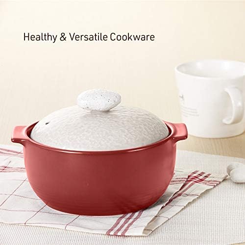 Neoflam Kiesel 2qt Non-Stick Ceramic Casserole Pot, Dutch Oven, Clay Pot, Stockpot For Stew, Soup, Steam, Scratch Resistant, Oven Safe, Heat Resistant, Plum