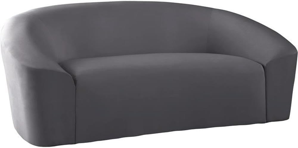 Meridian Furniture 610Black-L Riley Collection Modern | Contemporary Velvet Upholstered Loveseat with Rounded Contemporary Design, Black