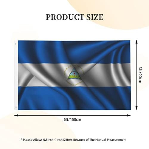 Double Sided Silk Style Flag Of Nicaragua Flag 3x5 FT Outdoor Flags Banners Durable Patio Indoor Decorative Flags Home Party Welcome Flag 3by5 Flag