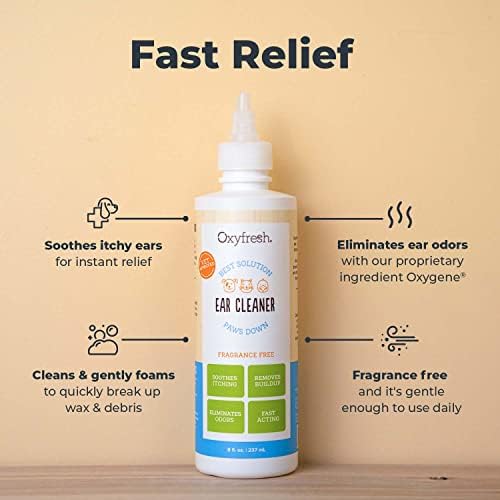 Oxyfresh Advanced Ear Cleanser for Dogs & Cats – Fast Acting Pet Ear Wash | Gentle Ear Cleanser for Dogs Works Great for Routine Dog Ear Wash and