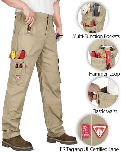 TICOMELA FR Pants for Men 7.5oz Lightweight (9 Pockets) Multi-Pocket 100% C