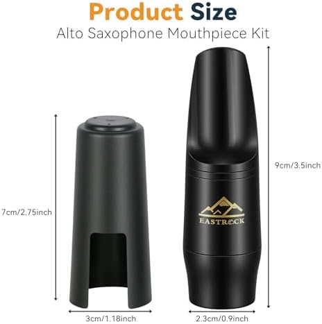 EASTROCK Alto Saxophone Mouthpiece Kit with Cap, Durable ABS Sax Mouthpiece for Alto Sax, Easy-Blowing Design for Beginners Students and Practice
