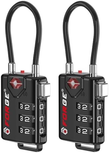 TSA Approved Cable Luggage Locks, Re-settable Combination with Alloy Body