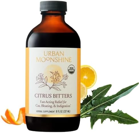 Urban Moonshine Original Digestive Bitters - Debloat - Gut Health - 2 Fl Oz | Fast-Acting Bitters for Digestion - Relieves Occasional Heartburn & Indigestion - Appetite Regulation - Certified Organic