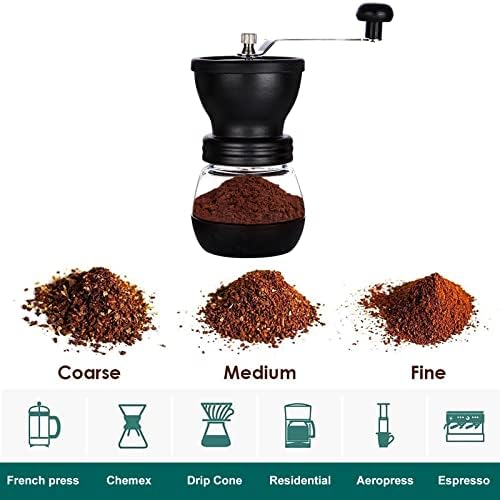 PARACITY Manual Coffee Grinder, Ceramic Burr, 2 Glass Jars, 11oz per Jar