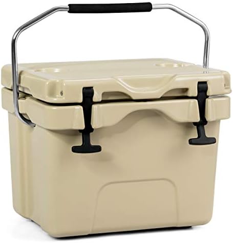 Goplus 16 Quart Cooler, 24-Can Capacity Ice Chest with 2 Cup Holders, 3-5 Days Ice Retention, Portable Insulated Ice Box for Camping