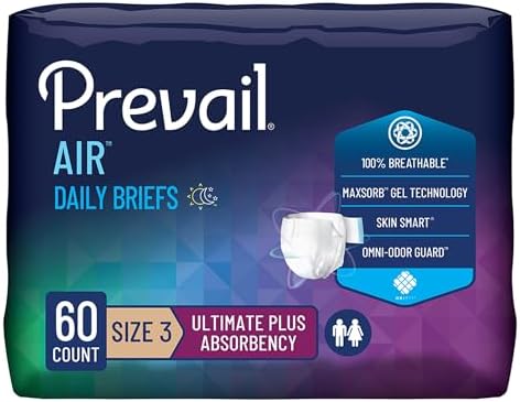 Prevail Breezers 360 Incontinence Briefs, Ultimate Absorbency, Size Two, 72 Count