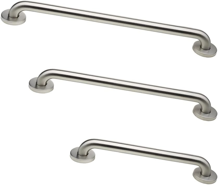 Grab Bars, ADA Grab Bar Bundle, Brushed Stainless, Pack of 3, 18/36/42 in | ADA Compliance, 1.5 in Diameter, Toilet and Shower Grab Bars